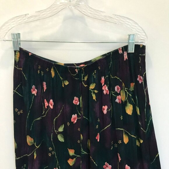 Jaclyn Smith Maxi Skirt Elastic Back Waist Floral Career Women's Sz Large Black - Picture 6 of 11